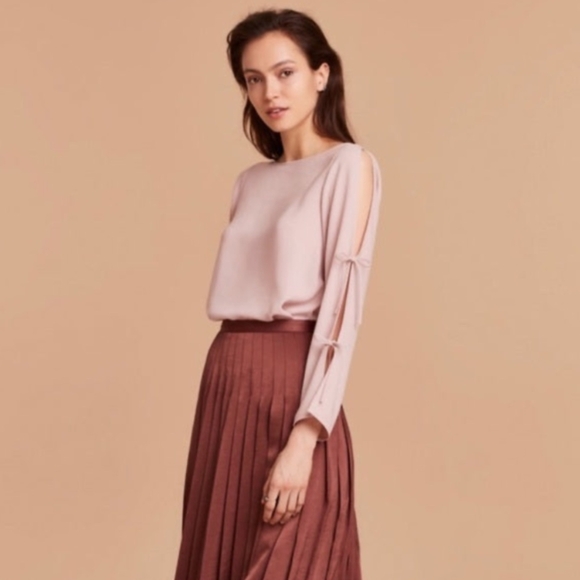 Wilfred Tops - Wilfred Blush Pink Pozzi Blouse Womens Size XS Long Tie Sleeve Aritzia Top